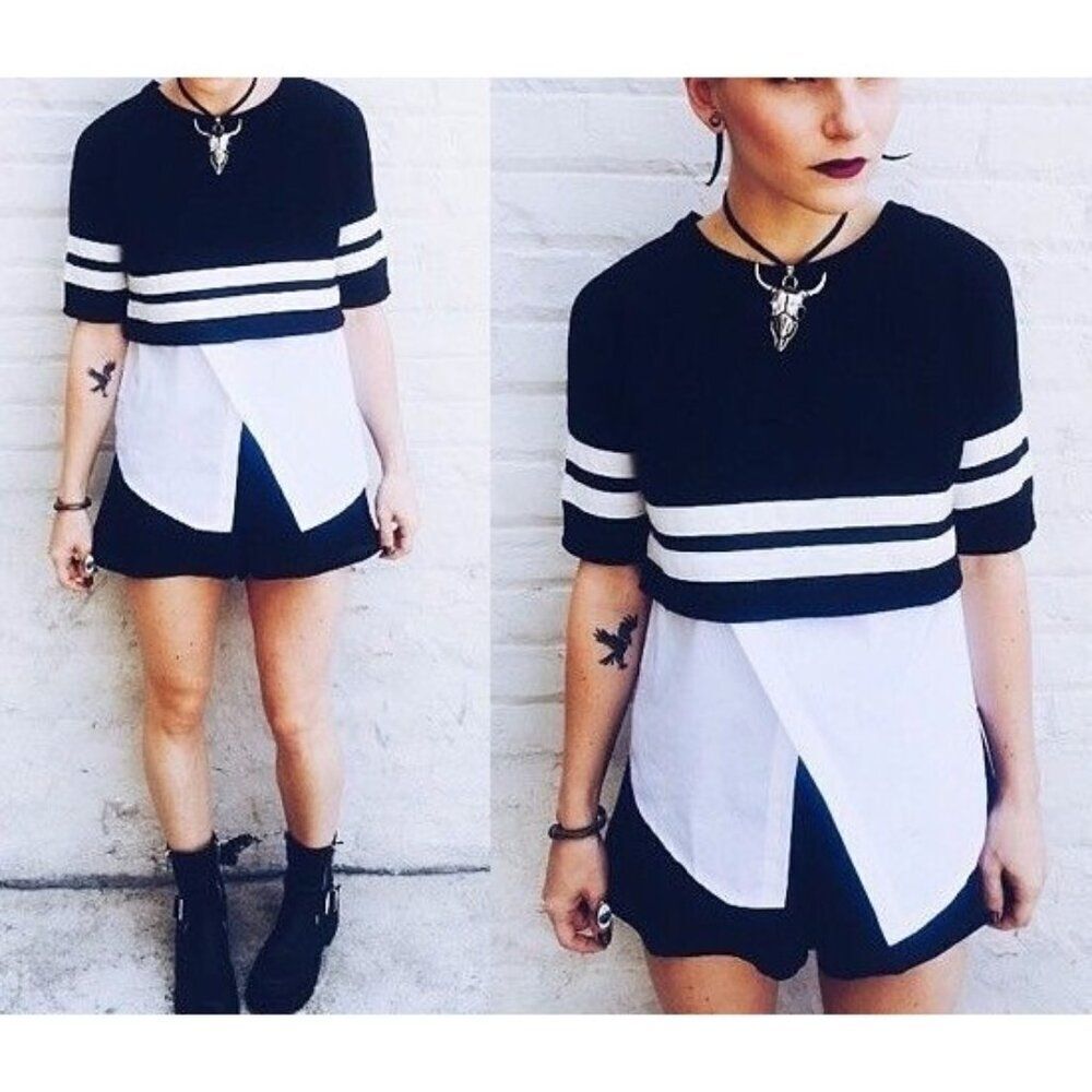 Dance & Marvel SMALL two layer Crop Top Shirt - New